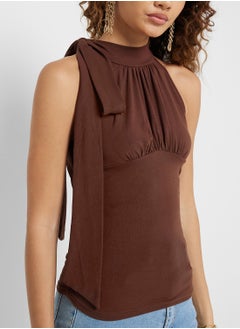 Ginger Halter Neck Tie Up Detail Ruched Top  - Image 3