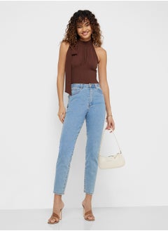 Ginger Halter Neck Tie Up Detail Ruched Top  - Image 4
