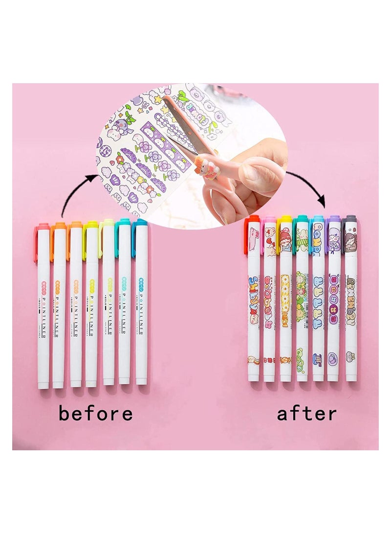Y&D Scrapbook Stickers, Cute Cartoon Rabbits Decoration Stickers for Planners, Gift Packing Scrapbooking Album Planner Journal Arts DIY Craft (300pcs and 6 Sheets Stationery Stickers)  - Image 4