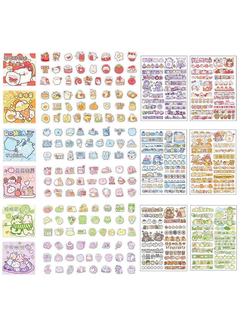 Y&D Scrapbook Stickers, Cute Cartoon Rabbits Decoration Stickers for Planners, Gift Packing Scrapbooking Album Planner Journal Arts DIY Craft (300pcs and 6 Sheets Stationery Stickers)  - Image 5