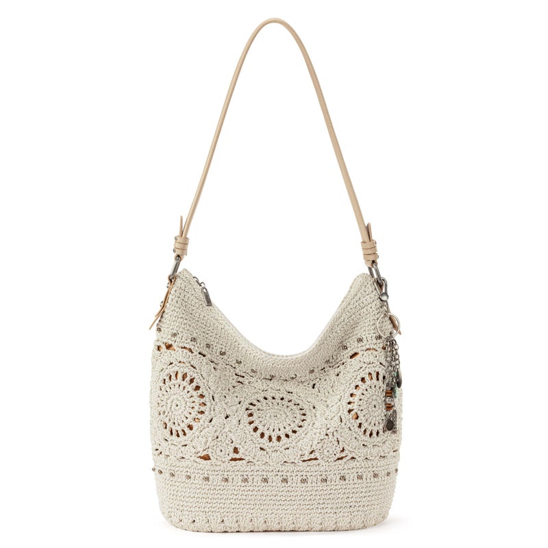 The Sak Sequoia Large Hobo Bag - Premium Leather Women's Handbag for Everyday & Travel - Designer Purse With Shoulder Bag Strap, Zipper Closure and Pockets - Natural Medallion - Image 1