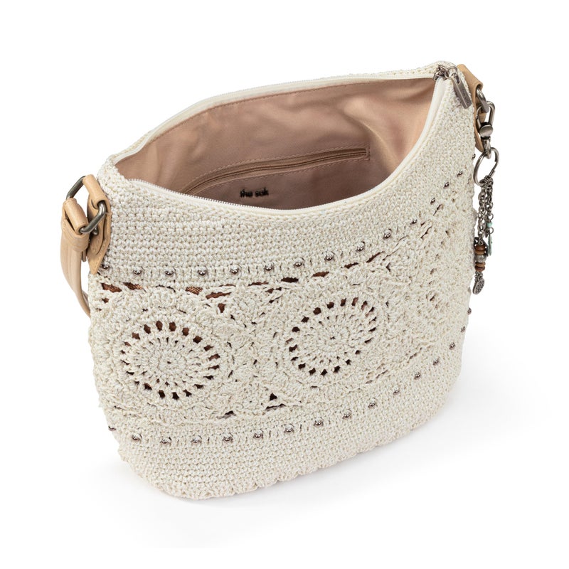 The Sak Sequoia Large Hobo Bag - Premium Leather Women's Handbag for Everyday & Travel - Designer Purse With Shoulder Bag Strap, Zipper Closure and Pockets - Natural Medallion - Image 5