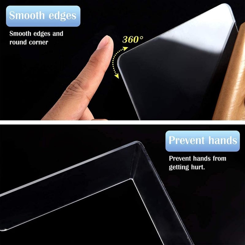 AJIODA Clear Acrylic Bookends 1 Pair Organizer Bookshelf Decoration Decorative L Shaped Dividers Book Stoppers Durable Plastic Bookends for Home Office School - Image 3