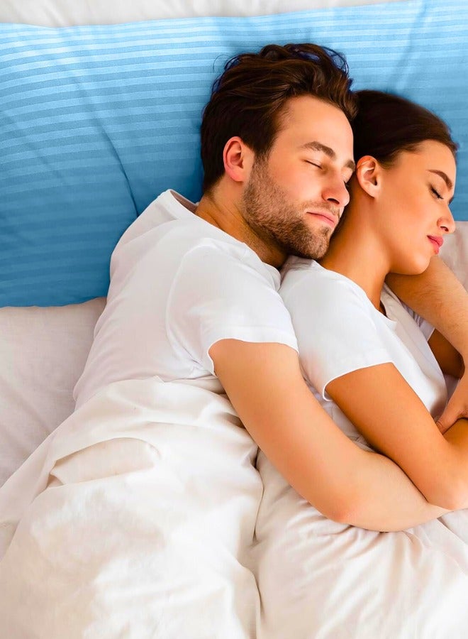 تشيس اب غطاء وسادة مخطط طويل الجسم، قطعة واحدة - مصنوع من الألياف الدقيقة بنسبة 100% مع إغلاق مغلف، جودة ناعمة ومتينة، المقاس: 45 × 125 سم، أزرق مائي - Image 3