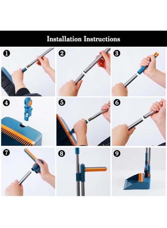TRASSLE Upgrade Broom and Dustpan Set, Self-Cleaning with Dustpan Teeth, Indoor&Outdoor Sweeping, Ideal for Dog Cat Pets Home Use, Stand Up Broom and Dustpan  - Image 4