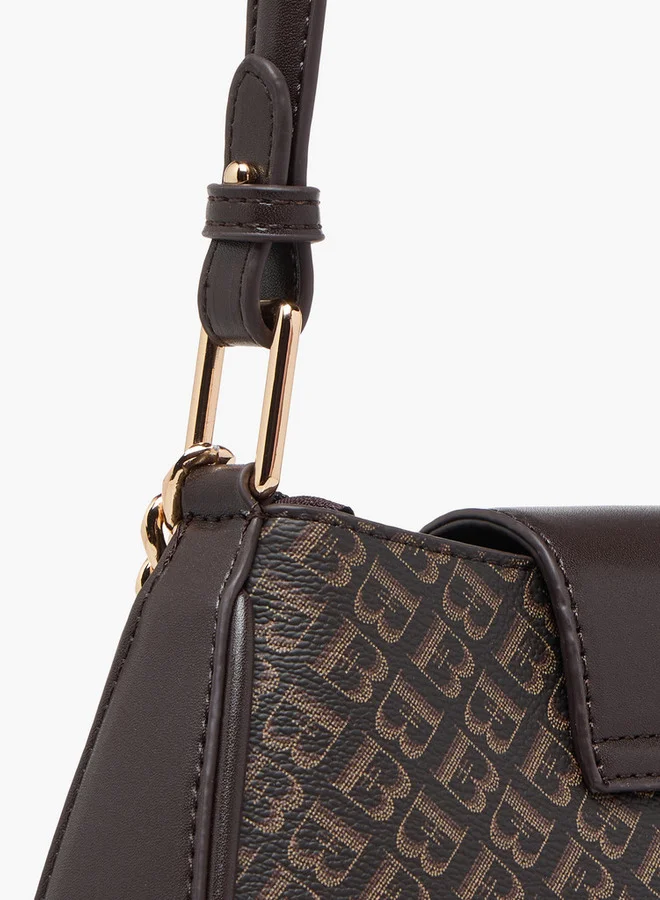 فلورا بيلا من شو إكسبرس Monogram Print Shoulder Bag with Strap Handle and Flap Closure