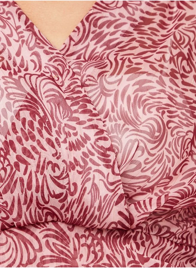 Styli Regular Fit Paisley Print Wrap Top