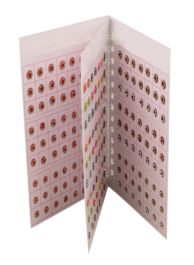 THANUS CRAFT THANU'S CRAFT Multicolour Round Stone Forehead Bottu Bindis Bridal Maroon Bindi Sindoor Kumkum Self Adhesive Bindi Sticker Small Spiral Book Booklet 252 Bindis for Women - Image 1