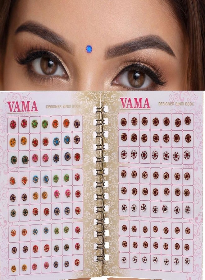 THANUS CRAFT THANU'S CRAFT Multicolour Round Stone Forehead Bottu Bindis Bridal Maroon Bindi Sindoor Kumkum Self Adhesive Bindi Sticker Small Spiral Book Booklet 252 Bindis for Women - Image 4