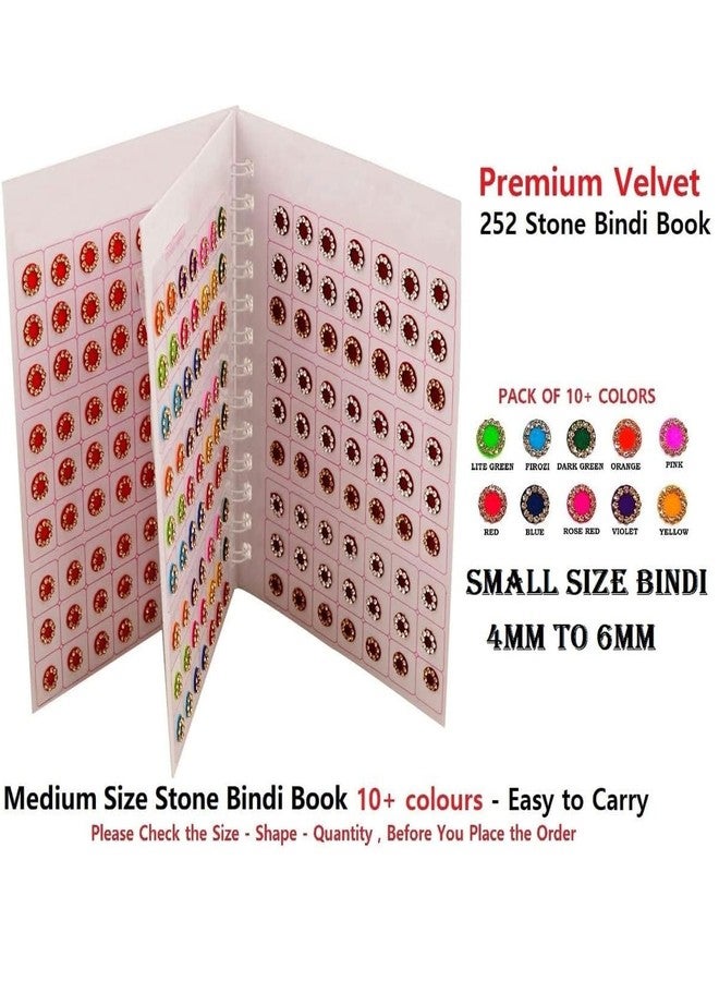 THANUS CRAFT THANU'S CRAFT Multicolour Round Stone Forehead Bottu Bindis Bridal Maroon Bindi Sindoor Kumkum Self Adhesive Bindi Sticker Small Spiral Book Booklet 252 Bindis for Women - Image 3