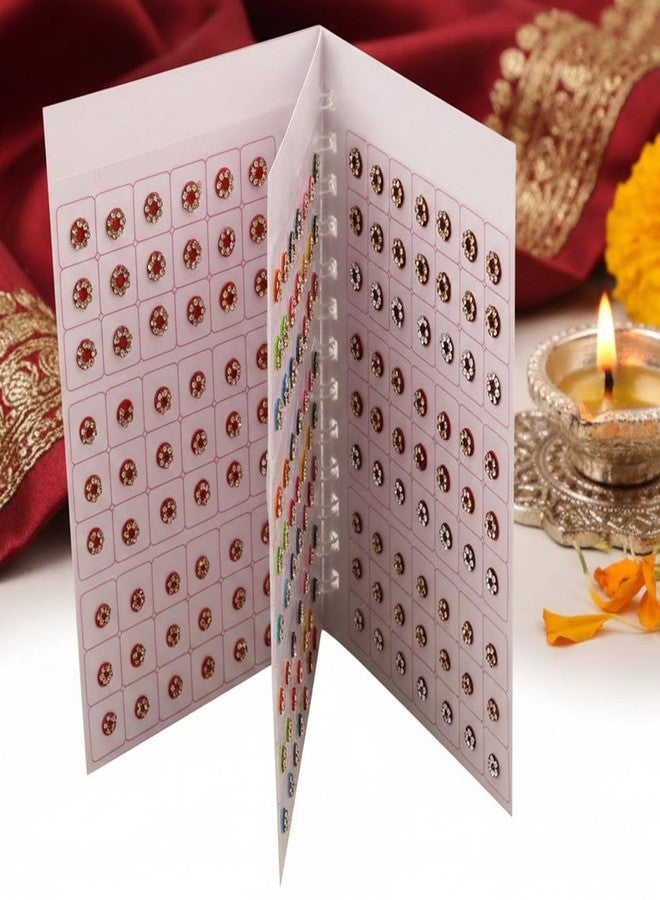 THANUS CRAFT THANU'S CRAFT Multicolour Round Stone Forehead Bottu Bindis Bridal Maroon Bindi Sindoor Kumkum Self Adhesive Bindi Sticker Small Spiral Book Booklet 252 Bindis for Women - Image 5