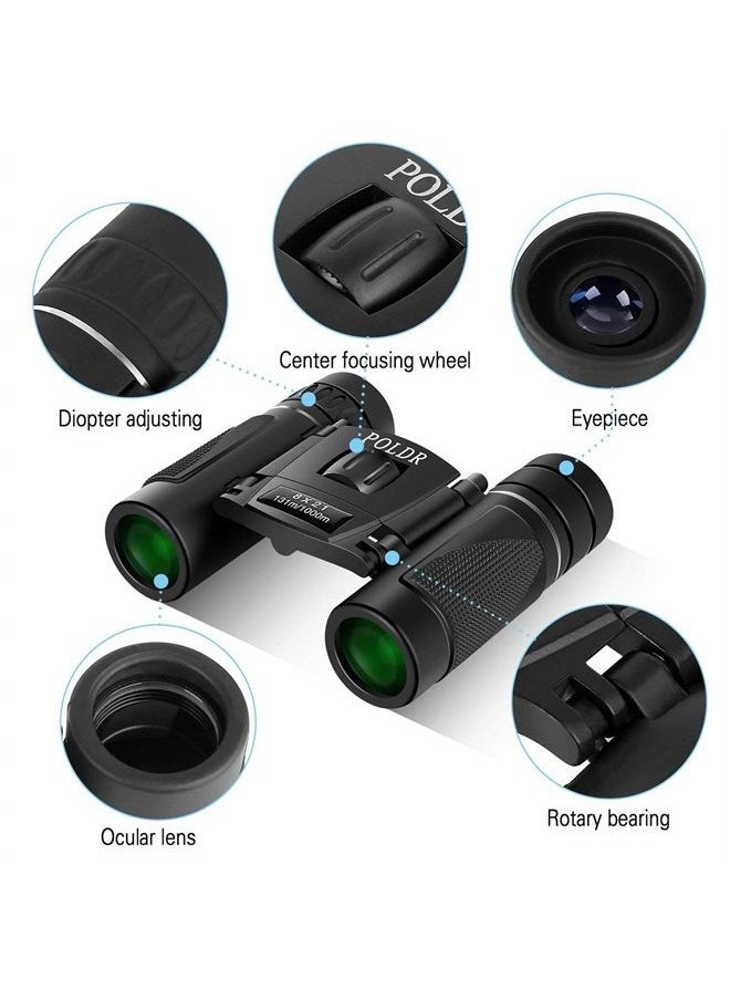 POLDR - 8x21 Small Compact Lightweight Binoculars for Adults Kids Bird Watching Traveling Sightseeing.Mini Pocket Folding Binoculars for Concert Theater Opera - Image 1