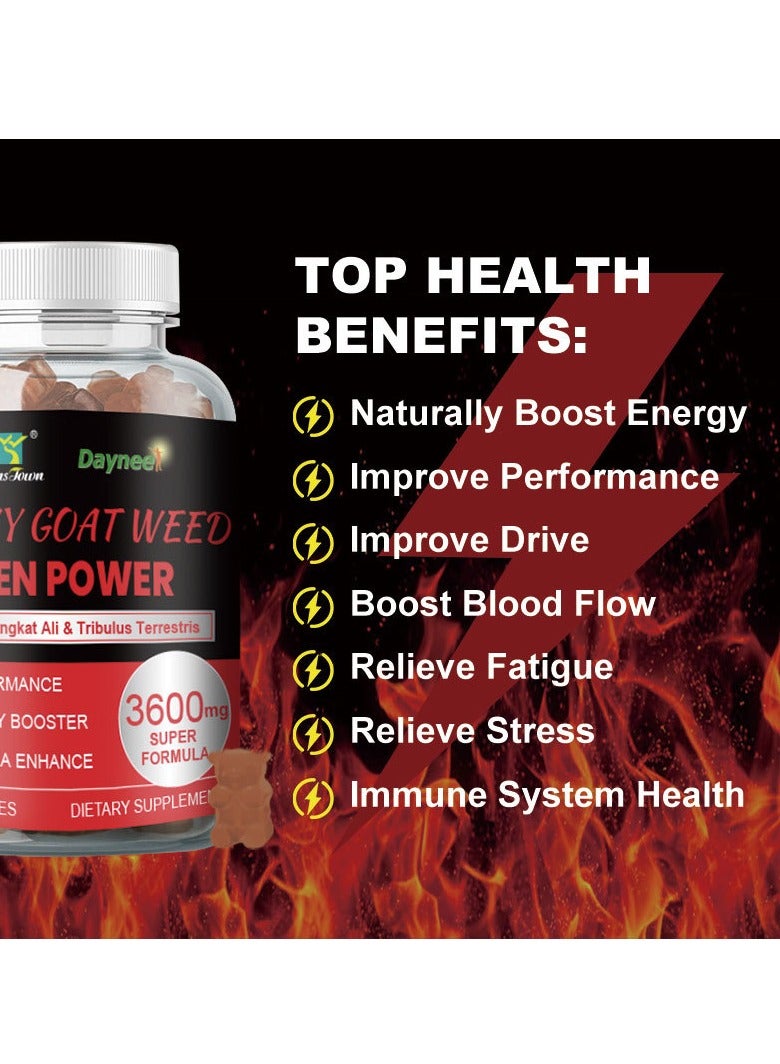 Wins Town Men's Energy Gummies with Maca and Ginseng, Vegan, Natural Power Boost, Vitality Support, 60 Gummies - Image 2