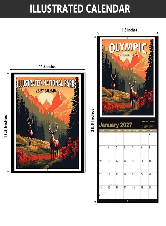 Coboll 2026-2027 Calendar - National Parks 2026-2027 Wall Calendar, 18 Monthly Square Calendar from Jul.2026 - Dec.2027, 12" x 24" (Open), Calendars with Thick Paper - Illustrated National Parks - Image 3