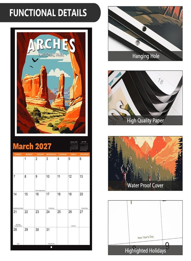 Coboll 2026-2027 Calendar - National Parks 2026-2027 Wall Calendar, 18 Monthly Square Calendar from Jul.2026 - Dec.2027, 12" x 24" (Open), Calendars with Thick Paper - Illustrated National Parks - Image 5