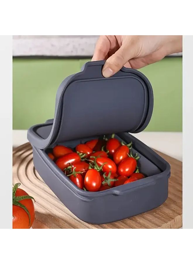 Gray Silicone Bread Pan with Lid Non-Stick Foldable Space Saving - Image 2