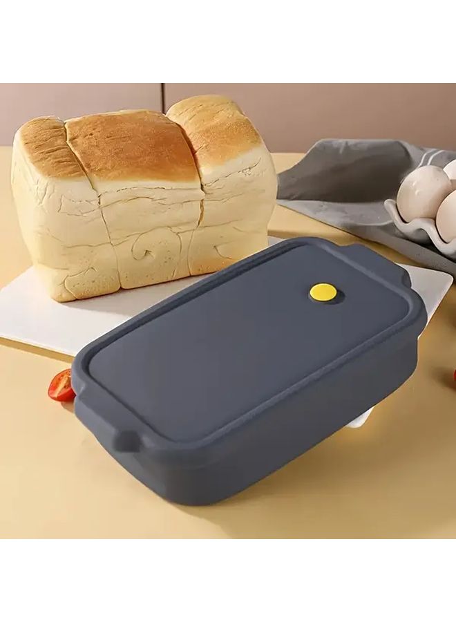Gray Silicone Bread Pan with Lid Non-Stick Foldable Space Saving - Image 4