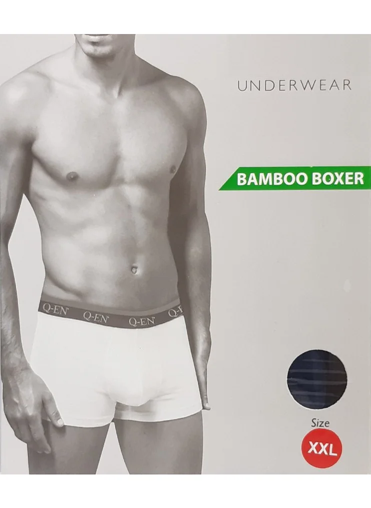 Q En Men's Solid Color Boxer Bamboo - Code 500-2311, M, White