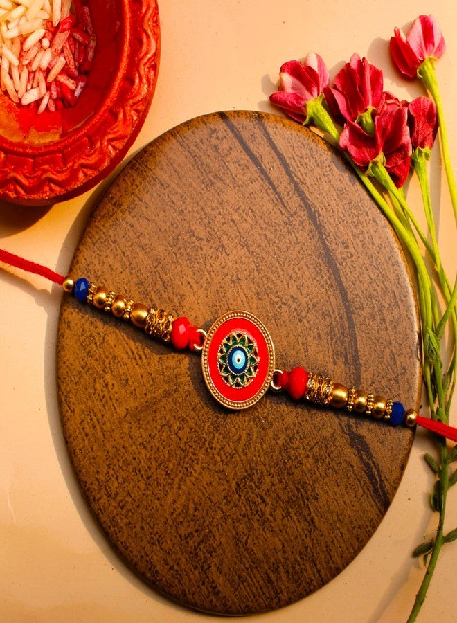 BANDHAN راخي ميناكاري دائري على شكل عين الحسد من باندان | راخي للأخ | إرسال راخي عبر الإنترنت - Image 5