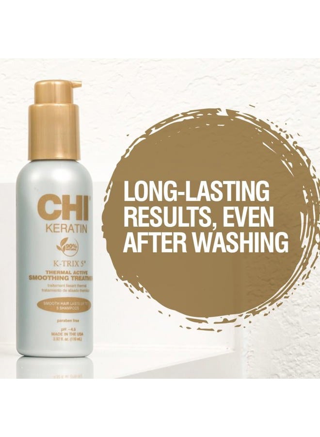 CHI علاج كيراتين K-Trix 5 لتنعيم الشعر، سيروم لتصفيف الشعر الناعم والخالي من التجاعيد، خالي من الكبريتات والبارابين، وغير مختبر على الحيوانات، 3.92 أونصة - Image 5