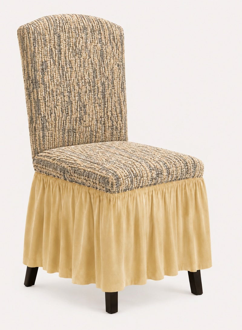 Fabienne Woven Jacquard Stretch Fit Dining Chair Cover Beige - Image 1