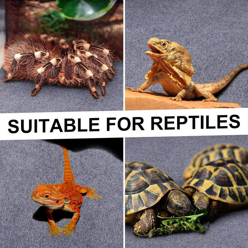 Haull 4 Pcs 24" x 47" Reptile Carpet Pet Terrarium Floor Liners Bedding Substrate Liner Supplies Reptile Cage Mat Tank Accessories for Lizard Bearded Dragon Tortoise Snake Leopard (Grey) - Image 3