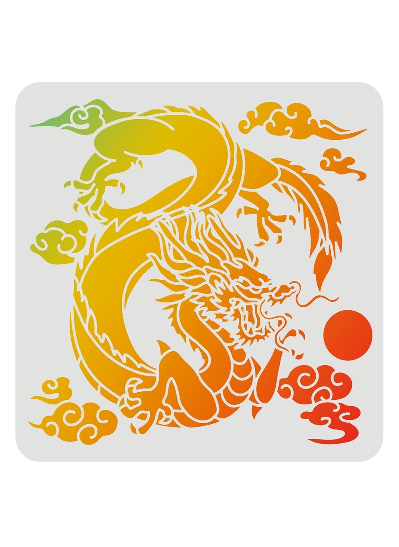 FINGERINSPIRE FINGERINSPIRE Dragon Stencil 11.8x11.8inch Reusable Asian Oriental Dragon Stencil for Painting on Wood, Tile, Paper, Fabric, Floor and Wall  - Image 1