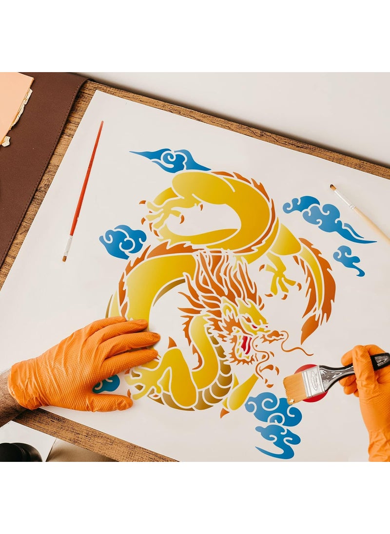 FINGERINSPIRE FINGERINSPIRE Dragon Stencil 11.8x11.8inch Reusable Asian Oriental Dragon Stencil for Painting on Wood, Tile, Paper, Fabric, Floor and Wall  - Image 5