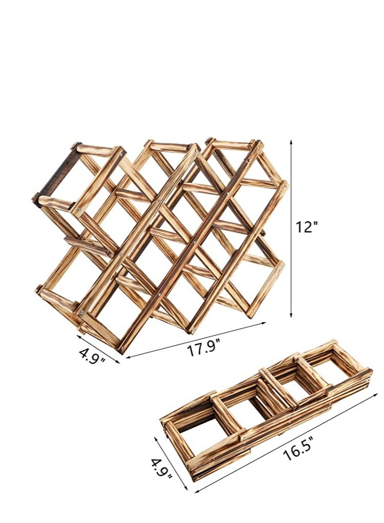 Generic FFD Foldable Free-Standing Wooden Bottle Rack - 10-Bottle Capacity Countertop Storage for Kitchen, Bar, Pantry, Wine Cellars, and Cabinets"  - Image 2