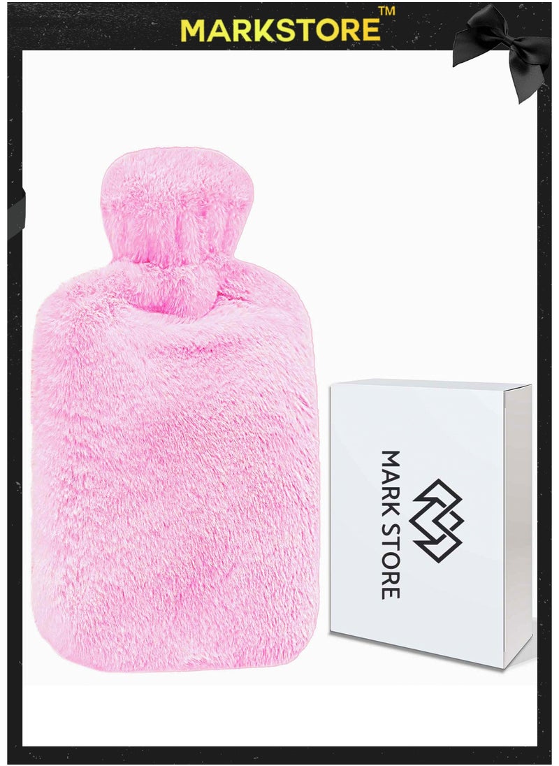 MARK STORE Hot Water Bottle with Soft Cover 2 Liter, Classic Rubber Hot Water Bag for Cramps, Neck, Shoulders Pain Relief, Hot Cold Pack for Hot and Cold Therapy and Feet Warmer  - Image 1
