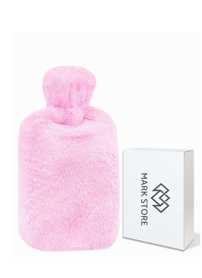 MARK STORE Hot Water Bottle with Soft Cover 2 Liter, Classic Rubber Hot Water Bag for Cramps, Neck, Shoulders Pain Relief, Hot Cold Pack for Hot and Cold Therapy and Feet Warmer  - Image 1