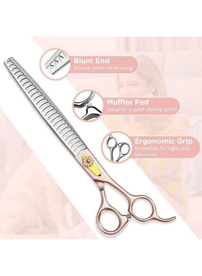 جيمارس مقص احترافي للعناية بالكلاب من الفولاذ المقاوم للصدأ 440C مقاس 8 بوصات، شديد التحمل 6 في 1 - مقص مستقيم، رقيق، سميك، منحني ومشط، مقص مريح للعناية بالحيوانات الأليفة للكلاب والقطط - Image 4