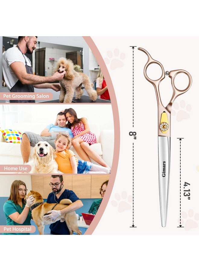 جيمارس مقص احترافي للعناية بالكلاب من الفولاذ المقاوم للصدأ 440C مقاس 8 بوصات، شديد التحمل 6 في 1 - مقص مستقيم، رقيق، سميك، منحني ومشط، مقص مريح للعناية بالحيوانات الأليفة للكلاب والقطط - Image 5
