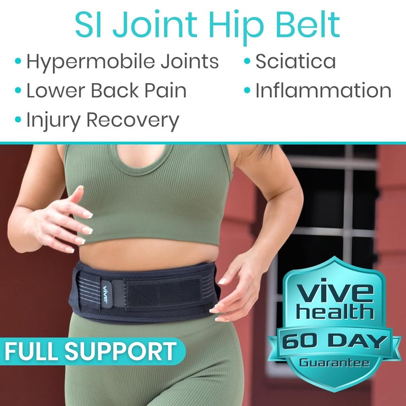 VIVE حزام الورك Vive لدعم مفصل العجز للنساء والرجال لدعم أسفل الظهر لعرق النسا وعصب العجز وقاع الحوض وتقوس العمود الفقري وآلام الحوض الأمامي قابل للتعديل حتى 45 - Image 2