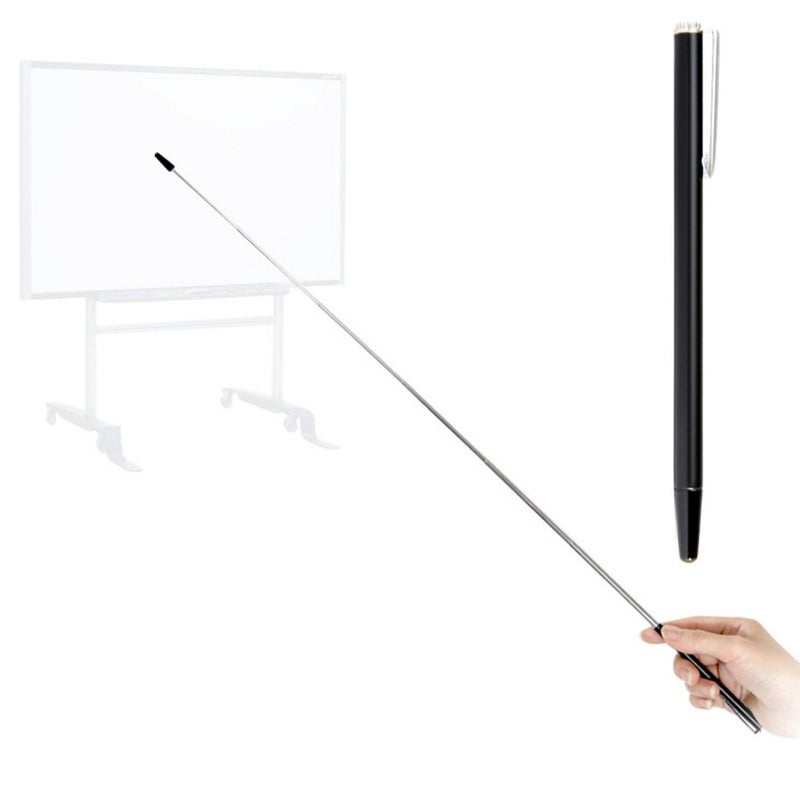 DAITET Telescopic Teachers Pointer,Teaching Pointer Stick for Classroom,Metal Hand Retractable Pointer Extended Length 25Inch, Handheld Presenter Whiteboard Pointer (Pure Black) - Image 1