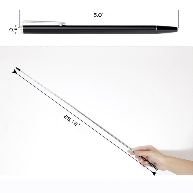 DAITET Telescopic Teachers Pointer,Teaching Pointer Stick for Classroom,Metal Hand Retractable Pointer Extended Length 25Inch, Handheld Presenter Whiteboard Pointer (Pure Black) - Image 2