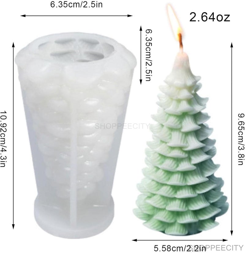ShoppeeCity Cedar Christmas Tree Candle Mould I 3D Fondant Silicone Scented Wax Mould I Special for Christmas Succulent Molds for DIY Handmade Ornament Cake Dcor Aromatherapy Soap Resin Art Craft - Image 3
