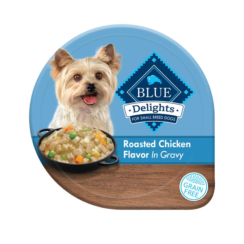 Blue Buffalo Delights Small Breed Natural Wet Dog Food, Rotisserie Chicken Flavor in Gravy, 3.5-oz Cups, 12 Count - Image 1