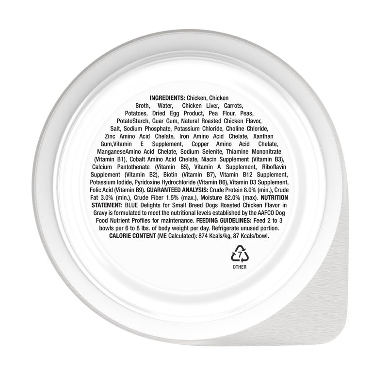 Blue Buffalo Delights Small Breed Natural Wet Dog Food, Rotisserie Chicken Flavor in Gravy, 3.5-oz Cups, 12 Count - Image 2