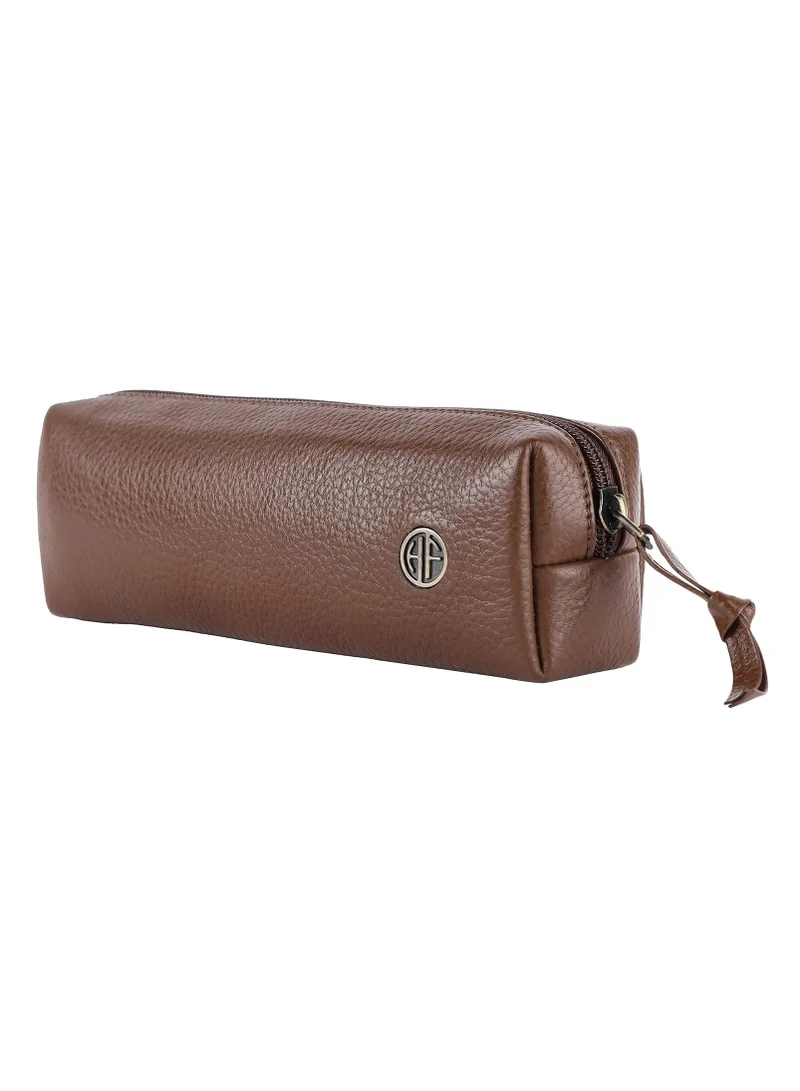 HAMMONDS FLYCATCHER Leather Utility Pouch - Multi-Use Genuine Leather Pencil Case, Cosmetic Case, Stationery Pouch, School & Office Organizer - Brushwood