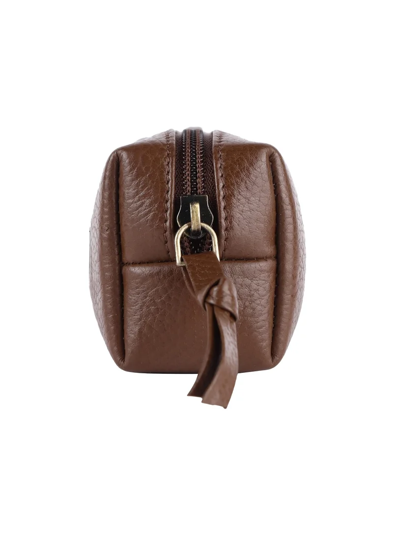 HAMMONDS FLYCATCHER Leather Utility Pouch - Multi-Use Genuine Leather Pencil Case, Cosmetic Case, Stationery Pouch, School & Office Organizer - Brushwood