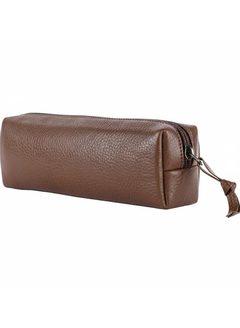 HAMMONDS FLYCATCHER Leather Utility Pouch - Multi-Use Genuine Leather Pencil Case, Cosmetic Case, Stationery Pouch, School & Office Organizer - Brushwood - Image 1