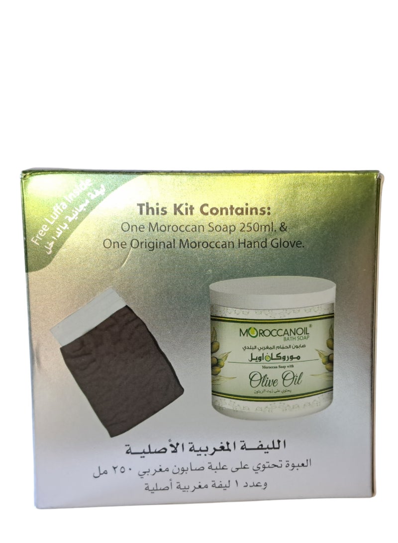 Moroccan Oil Moroccan natural bath soap Original with olive oil 250 ml + Moroccan bath loofah as a gift - Image 4