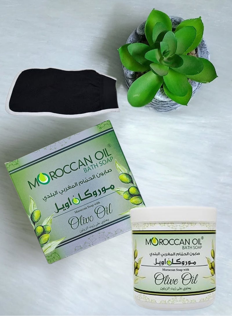 Moroccan Oil Moroccan natural bath soap Original with olive oil 250 ml + Moroccan bath loofah as a gift - Image 2