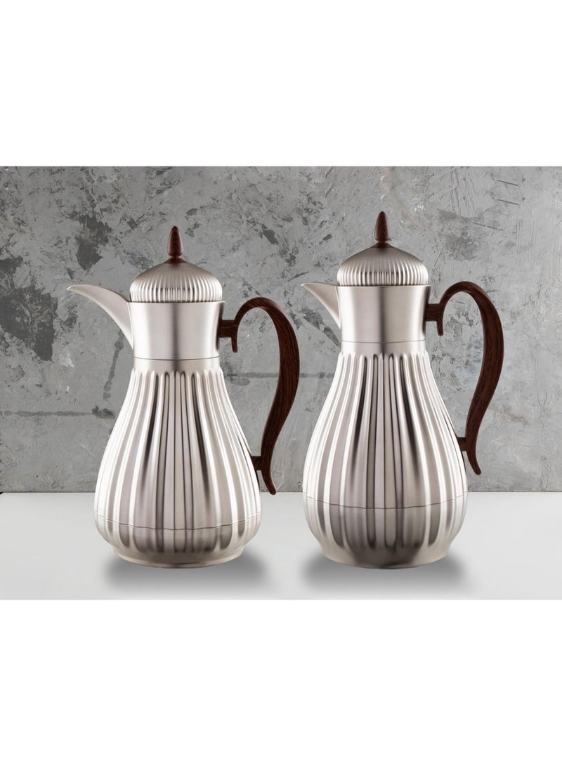 طقم ترامس جنى بتصميم جديد نيكل مطفي/يد خشبي