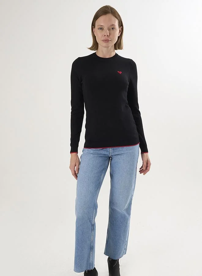 FELIX HARDY Black Crew Neck Knitted Pullover for Women | Best Price UAE