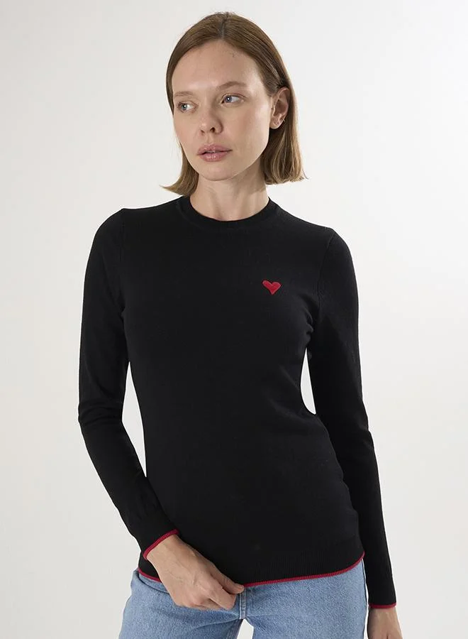 FELIX HARDY Black Crew Neck Knitted Pullover for Women | Best Price UAE