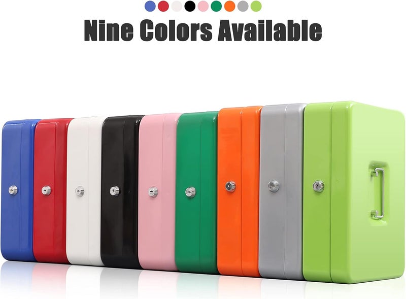 KYODOLED Locking Cash Box with Lock,Money Box with Cash Tray,Lock Safe Box with Key Money Saver,Money Saving Organizer,11.81Lx 9.45Wx 3.54H Inches,Lightgrey XL Large - Image 5