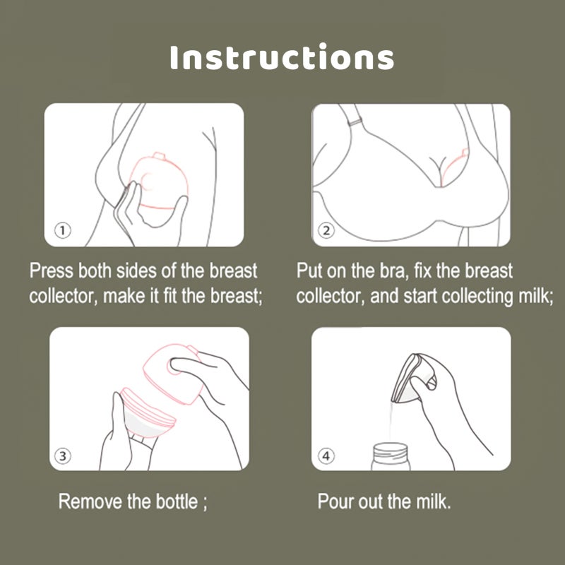 Horigen Upgraded Wearable Milk Saver for Breastfeeding Manual Breastmilk Collector Silicone Breast Shell Milk Catcher for Collecting Leaking Breastmilk 60ml/2oz Capacity Milk Collection Cup with - Image 4