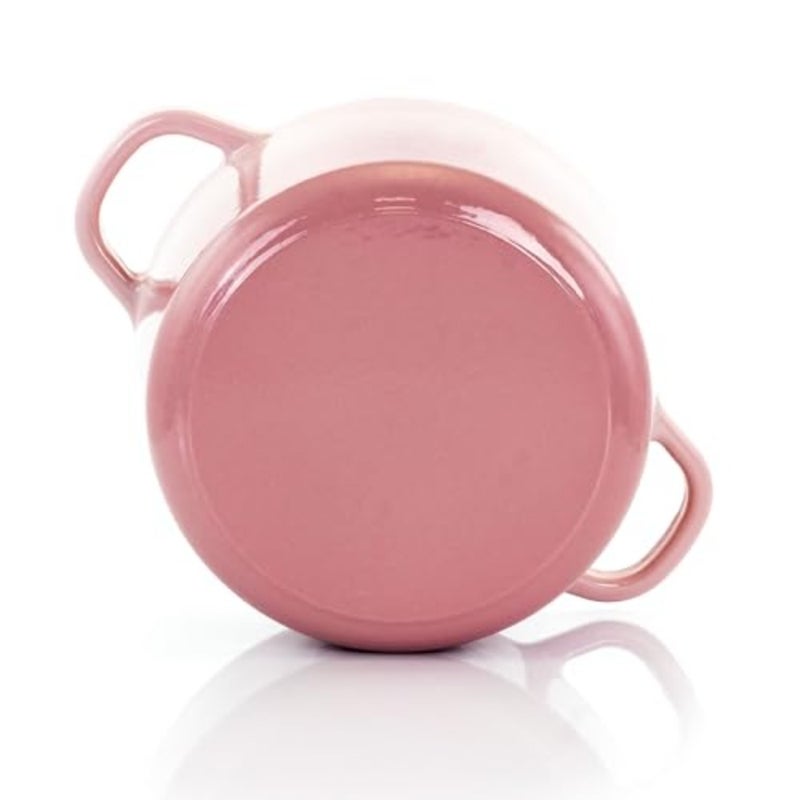 Artisan Round Enameled Cast Iron Dutch Oven for cooking, cast iron with enamel coating, blush pink, heat-retaining and even-heating - Image 4
